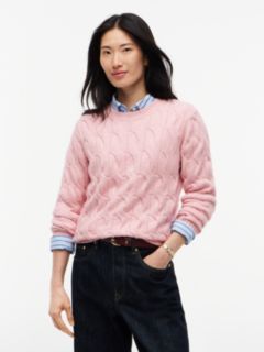 TH Soft Touch Cable Knit Crewneck Sweater — Pink 1