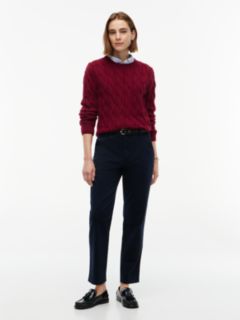 TH Soft Touch Cable Knit Crewneck Sweater — Burgundy 2