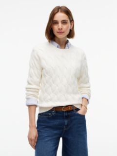 TH Soft Touch Cable Knit Crewneck Sweater — Rich Cream 1