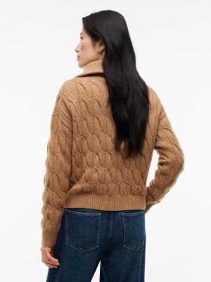 Женский свитер Tommy Hilfiger Cable Knit Quarter-Zip, цвет: Коричневый — фото 4