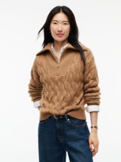 TH Soft Touch Cable Knit Quarter-Zip Sweater — Brown 1