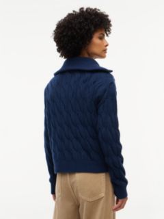 TH Soft Touch Cable Knit Quarter-Zip Sweater — Carbon Navy 4