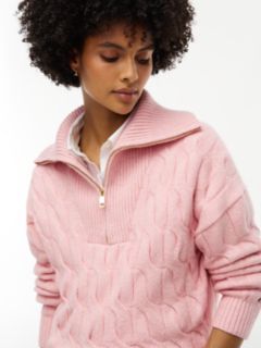 TH Soft Touch Cable Knit Quarter-Zip Sweater — Pink 3