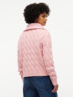 TH Soft Touch Cable Knit Quarter-Zip Sweater — Pink 4
