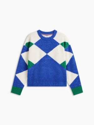 Женский свитер Tommy Hilfiger Argyle Crewneck, цвет: Кобальтовый — фото 5
