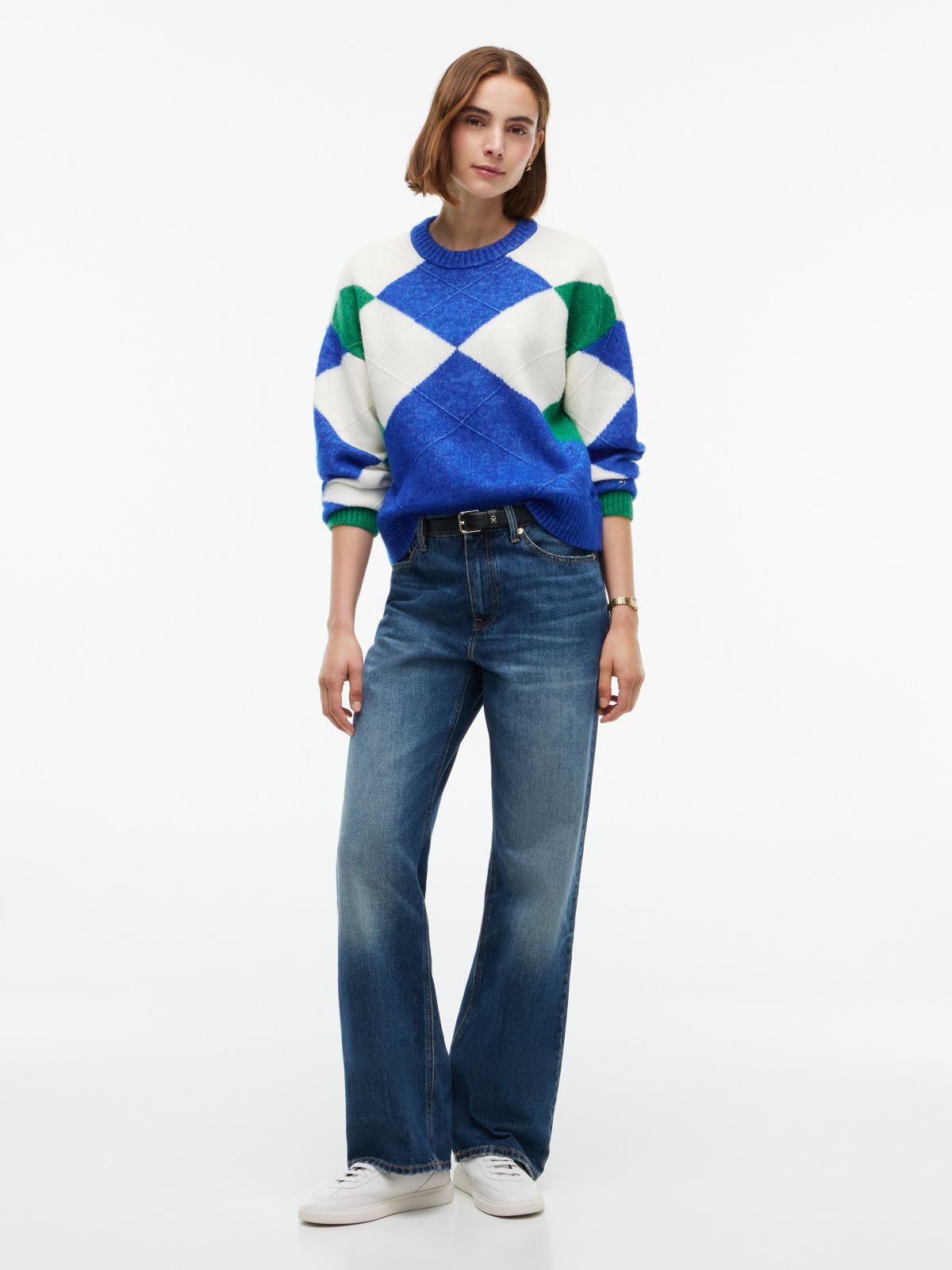 Argyle Crewneck Sweater — Cobalt