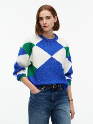 Argyle Crewneck Sweater, Cobalt