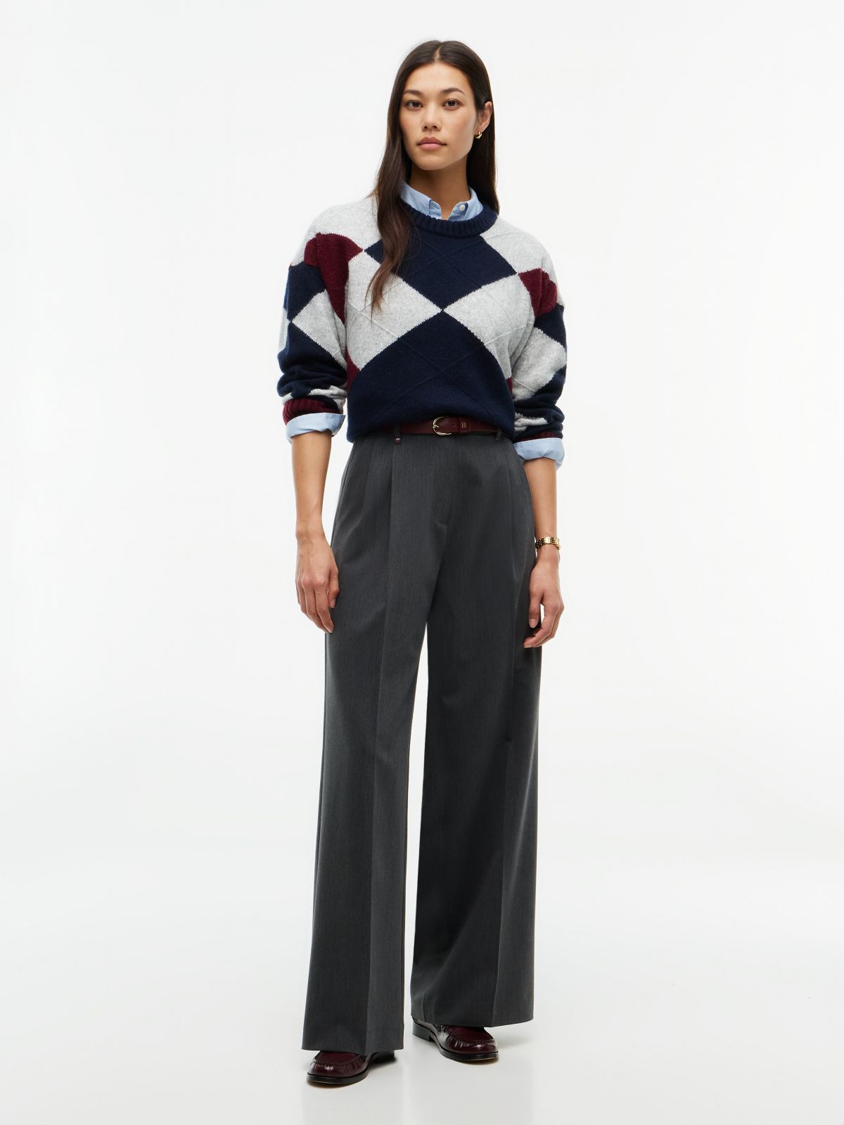 Argyle Crewneck Sweater — Navy Blue