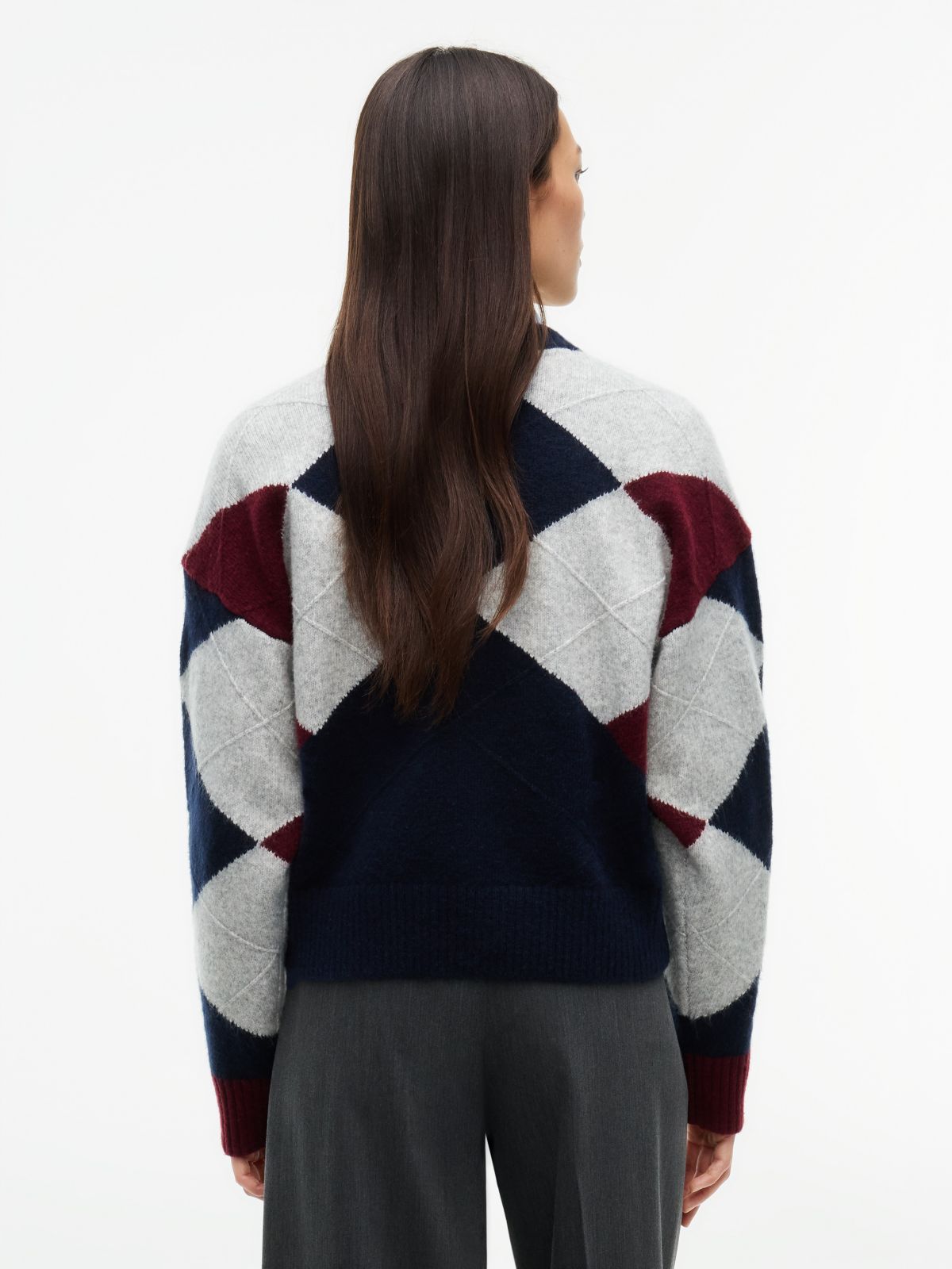 Argyle Crewneck Sweater — Navy Blue