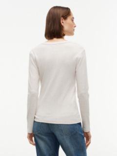 Gold-Button Rib-Knit Henley — Dark Beige 4