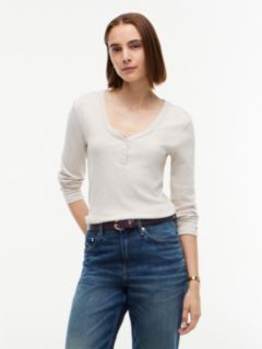Gold-Button Rib-Knit Henley — Dark Beige 1