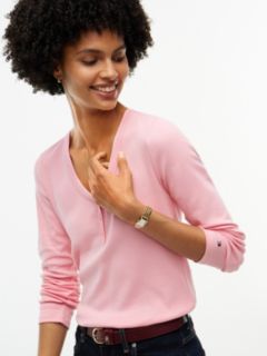 Gold-Button Rib-Knit Henley — Iced Rose 3