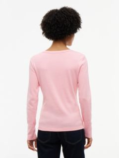 Gold-Button Rib-Knit Henley — Iced Rose 4