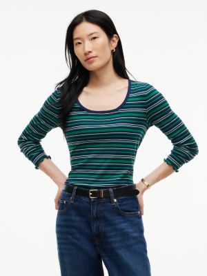 Rib-Knit Scoop Neck T-Shirt, Nouveau Green Multi