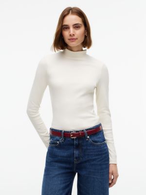 Slim Fit Mockneck T-Shirt, Rich Cream
