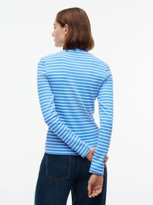 Женская футболка Tommy Hilfiger Slim Fit Striped Mockneck, цвет: Синий — фото 4