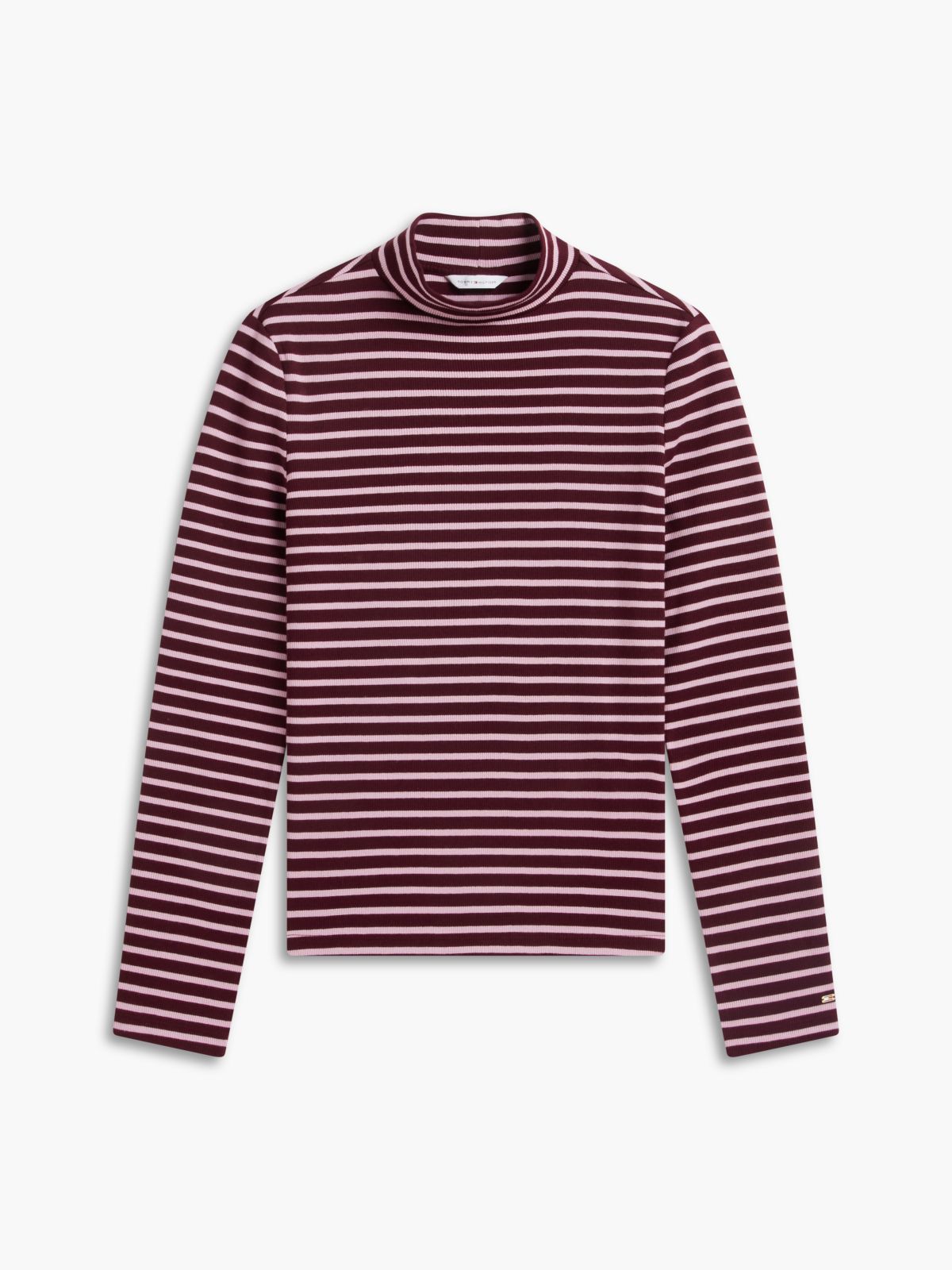 Slim Fit Striped Mockneck T-Shirt — Mystic Orchid
