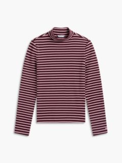 Slim Fit Striped Mockneck T-Shirt — Mystic Orchid 5