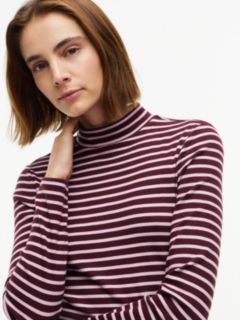 Slim Fit Striped Mockneck T-Shirt — Mystic Orchid 3