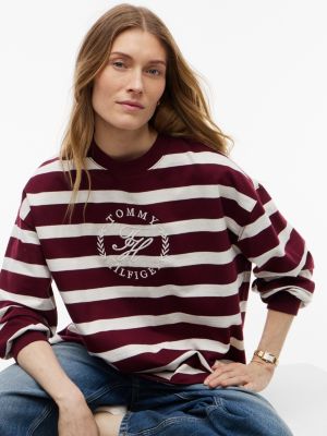 Женская толстовка Tommy Hilfiger Relaxed Fit Script Monogram, цвет: Бордовый — фото 3