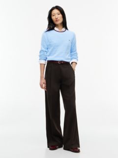 Cable Knit Tipped Crewneck Sweater — Vessel Blue 2