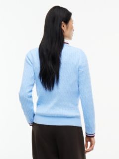 Cable Knit Tipped Crewneck Sweater — Vessel Blue 4