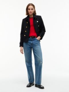 Cable Knit Tipped Crewneck Sweater — Red 2