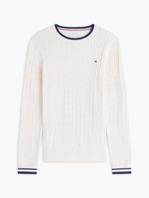 Женские свитеры Tommy Hilfiger Cable Knit Tipped Crewneck Sweater — фото 5