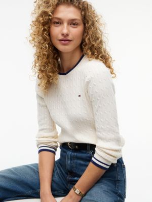 Женские свитеры Tommy Hilfiger Cable Knit Tipped Crewneck Sweater — фото 3