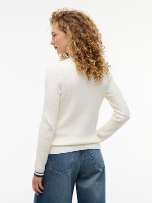 Женские свитеры Tommy Hilfiger Cable Knit Tipped Crewneck Sweater — фото 4