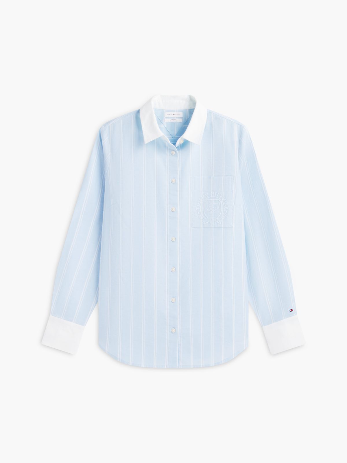 Embroidered Crest Striped Oxford Shirt — Vessel Blue