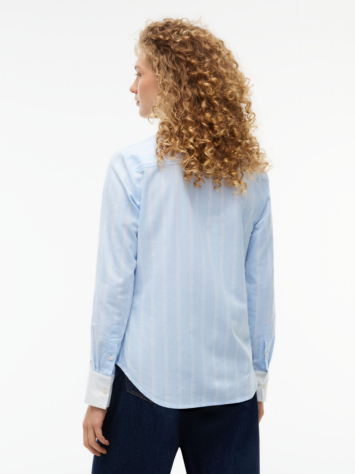 Embroidered Crest Striped Oxford Shirt — Vessel Blue