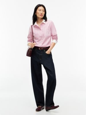 Женские рубашки Tommy Hilfiger Embroidered Crest Striped Oxford Shirt — фото 2