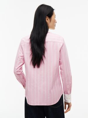 Женские рубашки Tommy Hilfiger Embroidered Crest Striped Oxford Shirt — фото 4