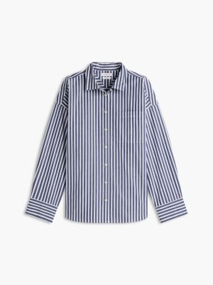 Oversized Striped Poplin Pocket Shirt | Tommy Hilfiger USA