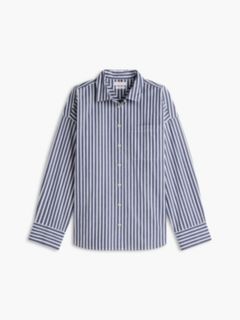 Striped Poplin Pocket Shirt — Preppy Navy 5