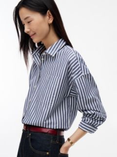 Striped Poplin Pocket Shirt — Preppy Navy 3
