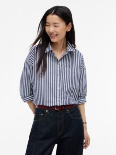 Striped Poplin Pocket Shirt — Preppy Navy 1