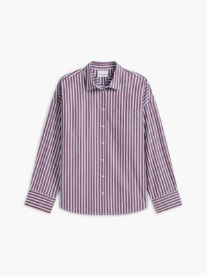 Женские рубашки Tommy Hilfiger Oversized Striped Poplin Pocket Shirt — фото 5