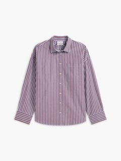 Striped Poplin Pocket Shirt — Burgundy 5