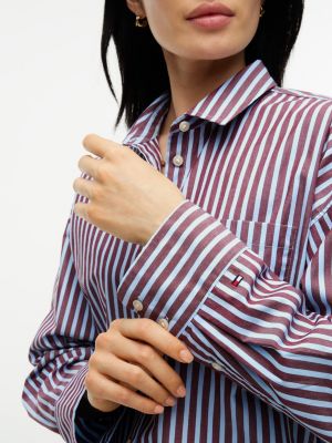 Женские рубашки Tommy Hilfiger Oversized Striped Poplin Pocket Shirt — фото 3