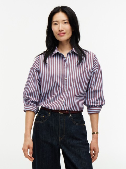 Женские рубашки Tommy Hilfiger Oversized Striped Poplin Pocket Shirt