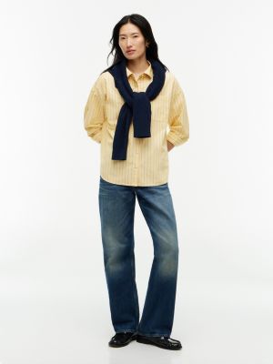 Женские рубашки Tommy Hilfiger Relaxed Fit Striped Poplin Pocket Shirt — фото 2