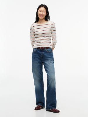 Женская футболка Tommy Hilfiger Long-Sleeve Striped Favorite, цвет: Коричневый — фото 2