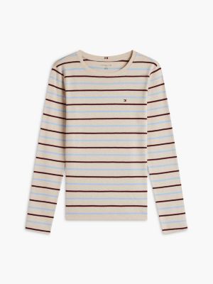 Женская футболка Tommy Hilfiger Long-Sleeve Striped Favorite, цвет: Коричневый — фото 5