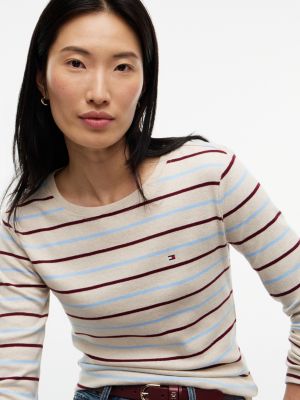 Женская футболка Tommy Hilfiger Long-Sleeve Striped Favorite, цвет: Коричневый — фото 3