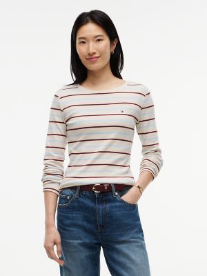 Long-Sleeve Striped Favorite T-Shirt, Brown