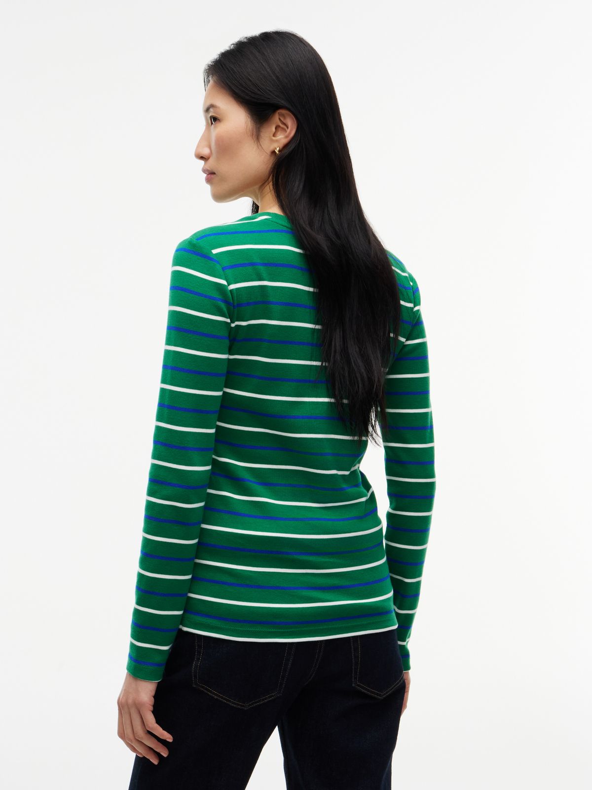Long-Sleeve Striped Favorite T-Shirt — Nouveau Green Multi