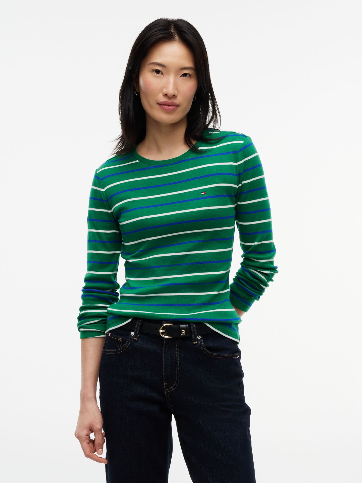 Long-Sleeve Striped Favorite T-Shirt — Nouveau Green Multi