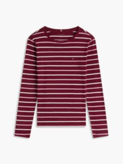 Long-Sleeve Striped Favorite T-Shirt — Burgundy Multi 5
